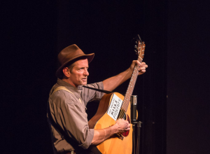 Randy Noojin portrays Woody Guthrie in "Hard Travelin' with Woody"