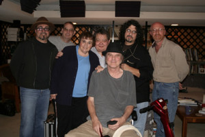 Pictured (l.-r.) are Phil Parlapiano, Steven Barker, Roz  and Howard Larman, Eric Lowen, Dan Navarro and Peter Cutler.