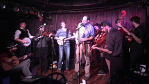Fiddling poet Ken Waldman's roots music variety show at Don't Tell Mama was an APAP Conference highlight (iPhone Photo: Michael Kornfeld)