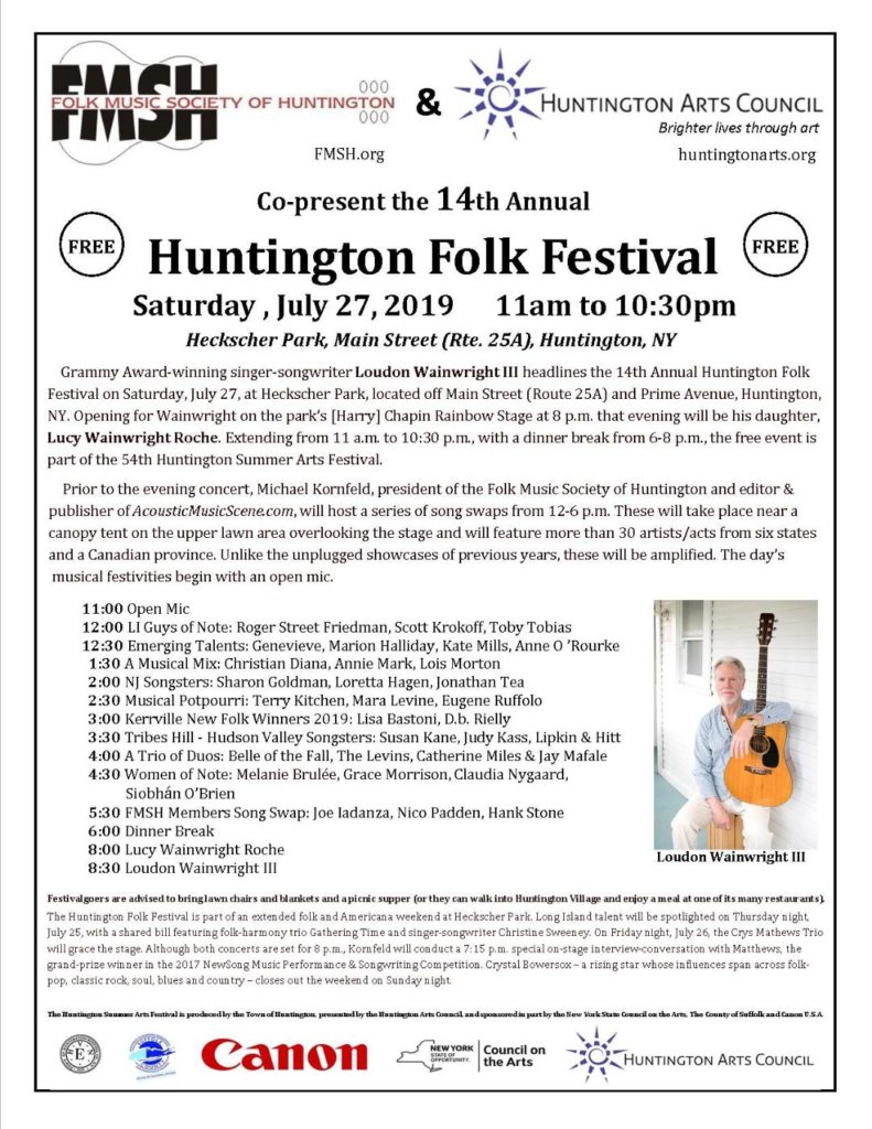 Huntington Folk Festival 2019 Flyer
