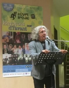 Gilles Garand speaks during the 2018 Festival La Grande Rencontre in Montreal (iPhone Photo: Michael Kornfeld)