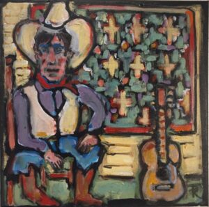 A Tom Russell painting of his longtime friend, mentor and musical collaborator Ian Tyson.