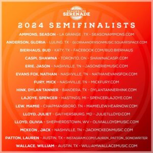 Songwriter Serenade Semifinalists 2024